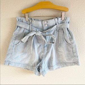 American Eagle Mom Pinstripe Paperbag Shorts